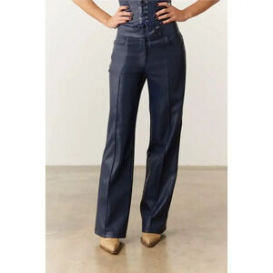 Peachy Den The Willow Faux Leather Wide Leg Trouser Pants Womens Size Small